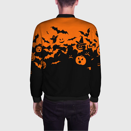 Мужской бомбер Хэллоуин тыквы и призраки / 3D-Черный – фото 4