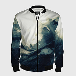Мужской бомбер Чёрно-синие абстрактные краски