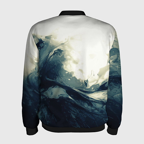 Мужской бомбер Чёрно-синие абстрактные краски / 3D-Черный – фото 2