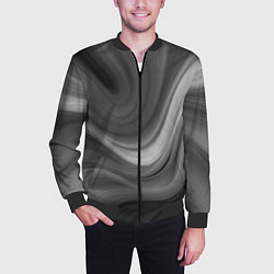 Бомбер мужской Серые волны абстракция однотонная, цвет: 3D-черный — фото 2