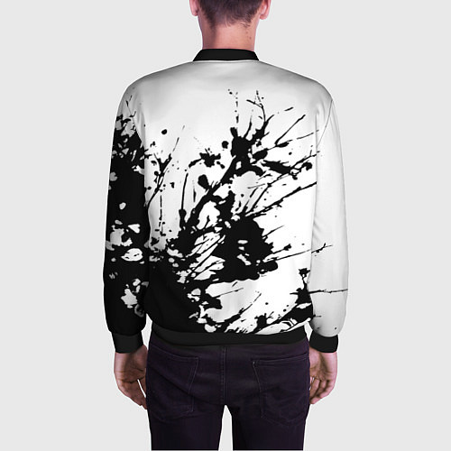 Мужской бомбер Чёрная взрывная краска на белом / 3D-Черный – фото 4