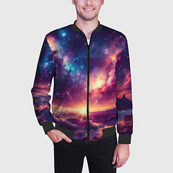 Бомбер мужской Фантастический космос вид с планеты, цвет: 3D-черный — фото 2