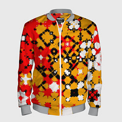 Мужской бомбер Красно-желтая геометрическая абстракция