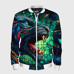 Бомбер мужской Космический оборотень - витраж, цвет: 3D-белый