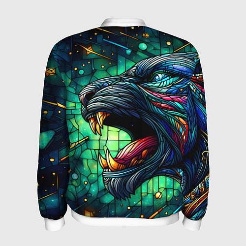 Мужской бомбер Космический оборотень - витраж / 3D-Белый – фото 2