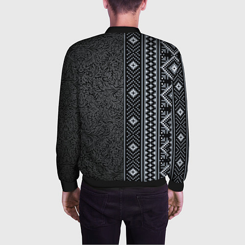 Мужской бомбер Славянский орнамент Макошь / 3D-Черный – фото 4