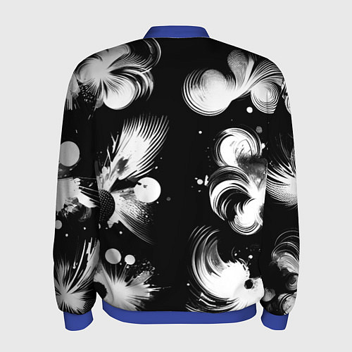Мужской бомбер Чёрно-белый абстрактный паттерн / 3D-Синий – фото 2