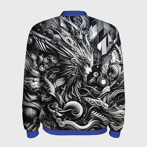 Мужской бомбер Abstraction cyber pattern - ai art fantasy / 3D-Синий – фото 2