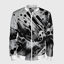 Бомбер мужской Абстрактная экспрессивная композиция - киберпанк, цвет: 3D-белый