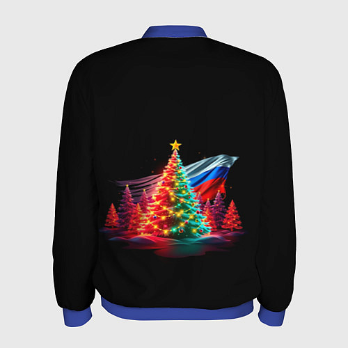 Мужской бомбер Ёлочные чудеса / 3D-Синий – фото 2