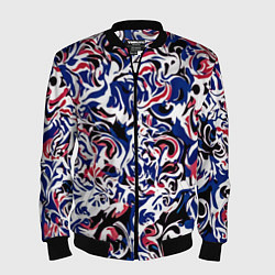 Мужской бомбер Абстрактный паттерн бело-сине-красный