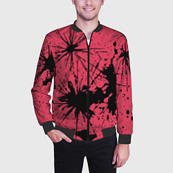 Бомбер мужской Розовый с чёрными кляксами, цвет: 3D-черный — фото 2