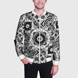 Бомбер мужской Узоры калейдоскопа черно-белые, цвет: 3D-белый — фото 2