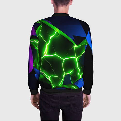 Мужской бомбер Neon green glow / 3D-Черный – фото 4