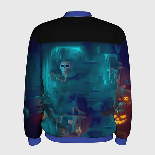 Мужской бомбер Rick with Morty - halloween night / 3D-Синий – фото 2
