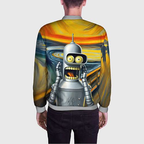 Мужской бомбер Робот сгибальщик Бендер кричит на картине Мунка - / 3D-Меланж – фото 4
