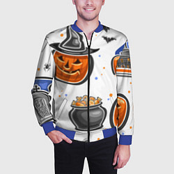 Бомбер мужской Дух хэллоуина, цвет: 3D-синий — фото 2