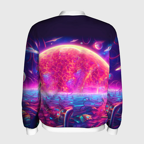 Мужской бомбер Морти в одиночестве на неоновой планете / 3D-Белый – фото 2