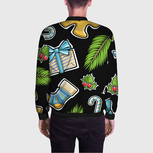 Мужской бомбер Christmas soul / 3D-Черный – фото 4