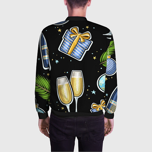 Мужской бомбер Новогодний вайб / 3D-Черный – фото 4