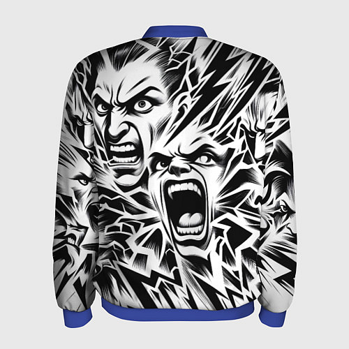 Мужской бомбер Свирепые лица и молнии - нейроарт / 3D-Синий – фото 2