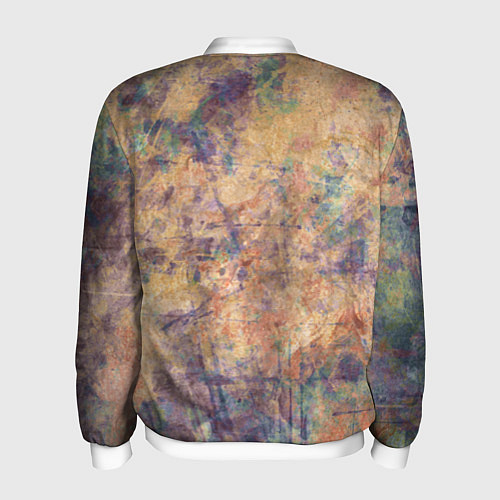 Мужской бомбер Абстракция - pink marble with blue flecks / 3D-Белый – фото 2