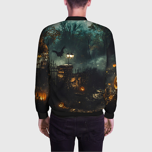 Мужской бомбер Ночь тыкв и теней / 3D-Черный – фото 4