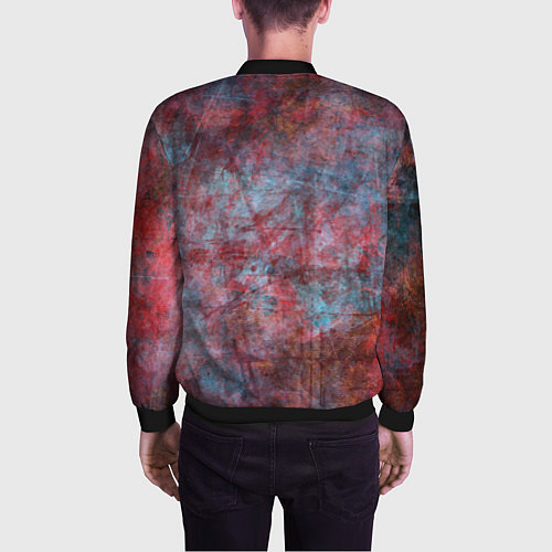 Мужской бомбер Абстракция - red rust on blue / 3D-Черный – фото 4