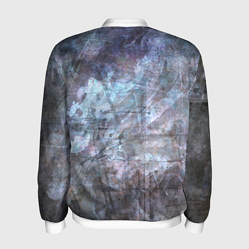 Мужской бомбер Абстракция - gray-blue hurricane / 3D-Белый – фото 2
