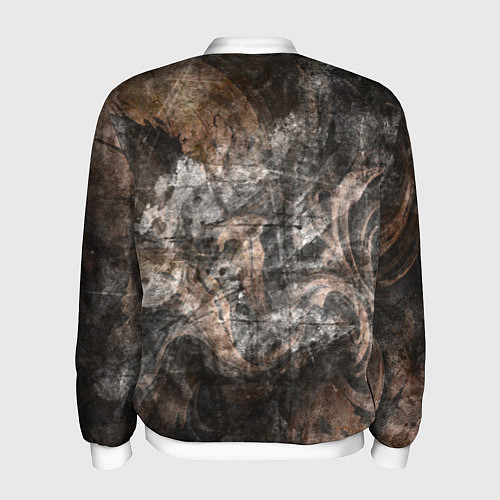 Мужской бомбер Абстракция - brown darkness / 3D-Белый – фото 2