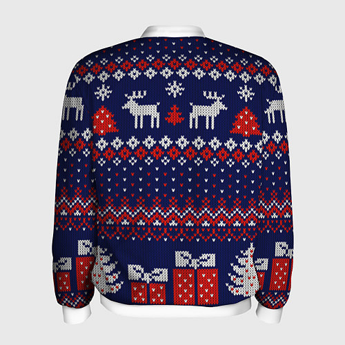 Мужской бомбер Новогодний вязаный паттерн / 3D-Белый – фото 2