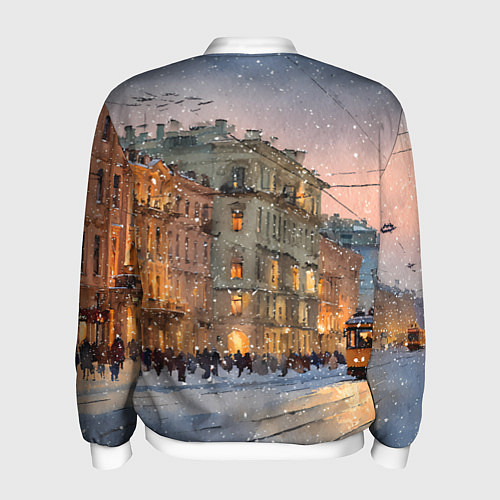 Мужской бомбер Зимний Санкт-Петербург / 3D-Белый – фото 2
