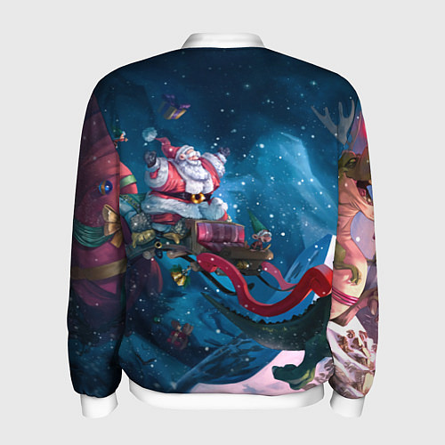 Мужской бомбер Санта с динозавром / 3D-Белый – фото 2