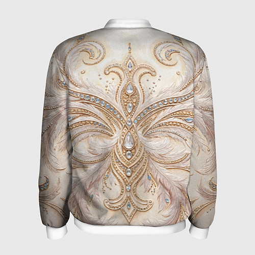 Мужской бомбер Перламутровый орнамент с перьями / 3D-Белый – фото 2