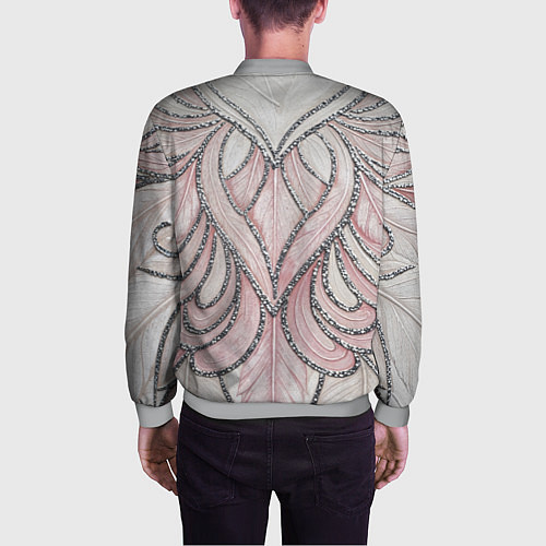 Мужской бомбер Нежно розовый орнамент из перьев / 3D-Меланж – фото 4