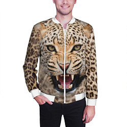 Бомбер мужской Взгляд леопарда, цвет: 3D-белый — фото 2