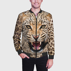 Бомбер мужской Взгляд леопарда, цвет: 3D-черный — фото 2