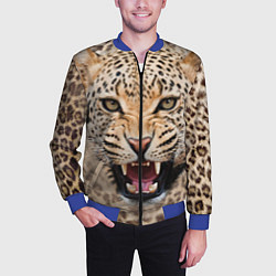 Бомбер мужской Взгляд леопарда, цвет: 3D-синий — фото 2