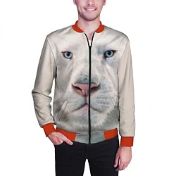Бомбер мужской Взгляд белого льва, цвет: 3D-красный — фото 2