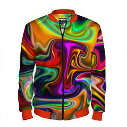 Бомбер мужской Неоновые разводы, цвет: 3D-красный