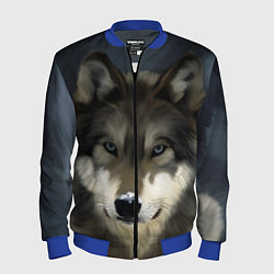 Бомбер мужской Зимний волк, цвет: 3D-синий