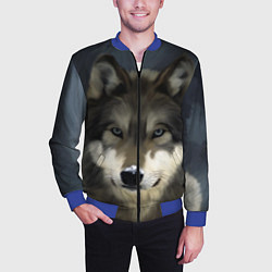 Бомбер мужской Зимний волк, цвет: 3D-синий — фото 2