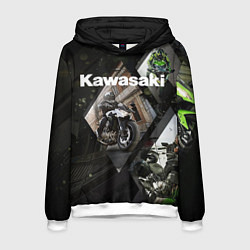 Толстовка-худи мужская Kawasaky, цвет: 3D-белый