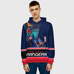 Толстовка-худи мужская New York Rangers, цвет: 3D-красный — фото 2