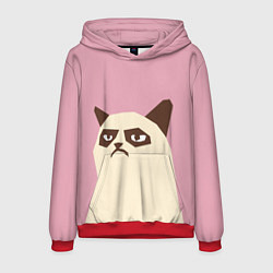 Толстовка-худи мужская Grumpy cat pink, цвет: 3D-красный