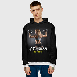 Толстовка-худи мужская Fitness for life, цвет: 3D-белый — фото 2