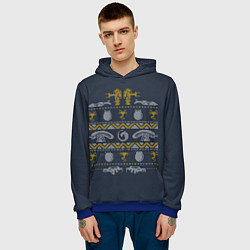 Толстовка-худи мужская Новогодний свитер Чужой, цвет: 3D-синий — фото 2