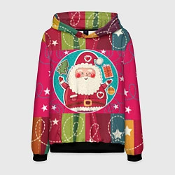 Толстовка-худи мужская Дед мороз, цвет: 3D-черный