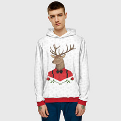 Толстовка-худи мужская Christmas Deer, цвет: 3D-красный — фото 2
