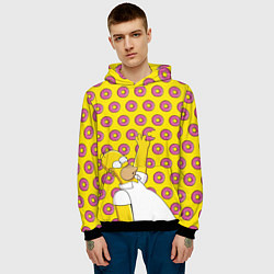 Толстовка-худи мужская Пончики Гомера Симпсона, цвет: 3D-черный — фото 2